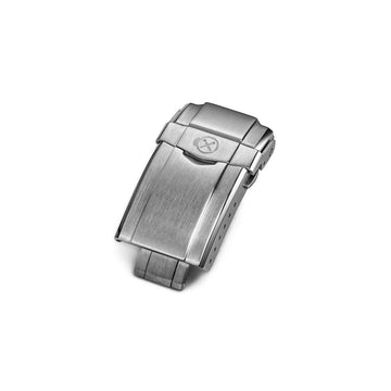 (SBG01 & 02) STRAPXPRO Premium Solid 316L Stainless Steel Double-Lock Button Diver Clasp, Brushed & Polished Edge